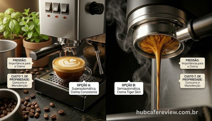 Porta-filtro não pressurizado da DeLonghi Dedica Style durante extração de espresso com crema dourada