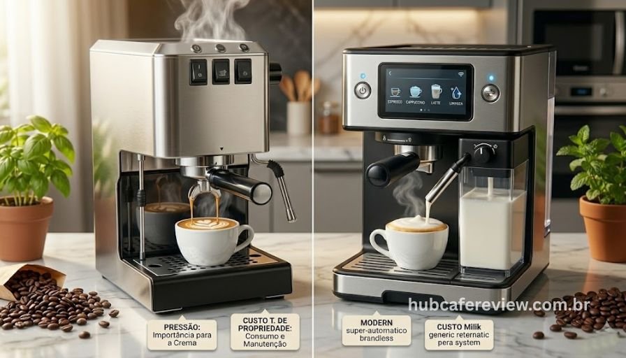 DeLonghi Dedica Style e Oster PrimaLatte Touch lado a lado em comparativo de cafeteiras espresso intermediárias