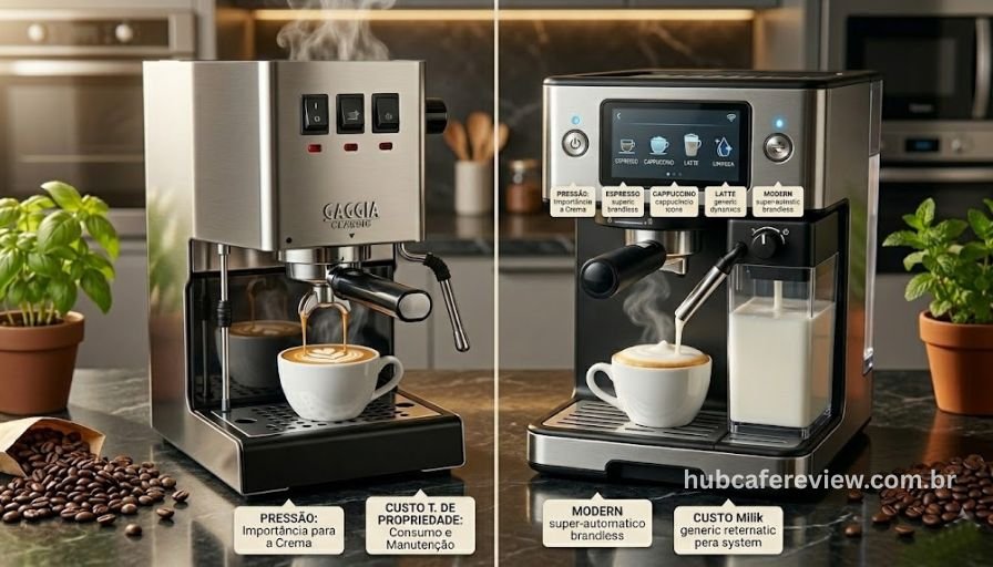 Comparativo de construção entre o aço inoxidável integral da Gaggia Classic Pro e o design moderno da Philips LatteGo EP5547
