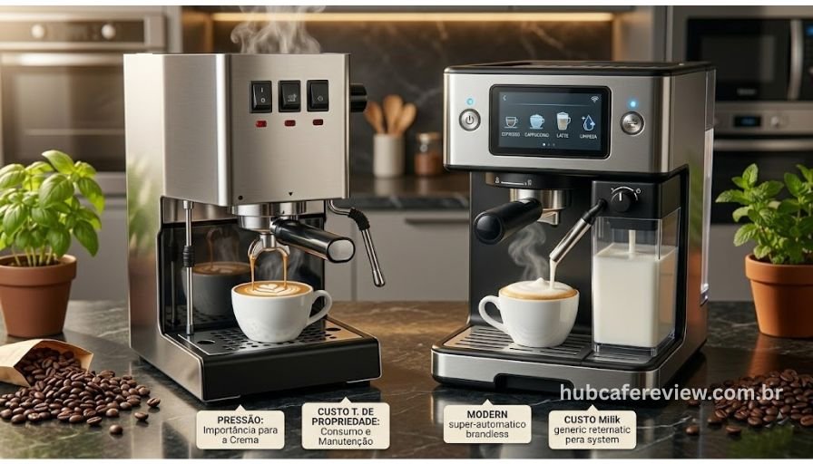 Gaggia Classic Pro RI9380 e Philips Walita LatteGo EP5547 lado a lado em comparativo de cafeteiras premium de alto padrão