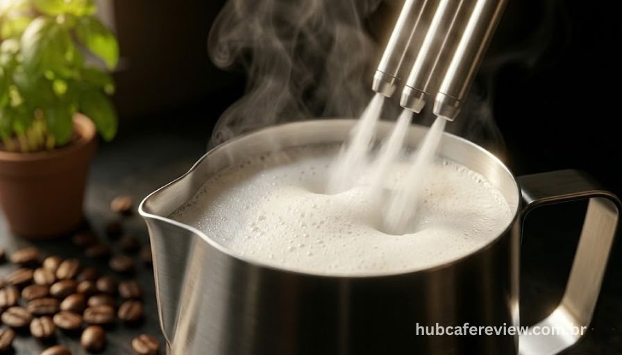 Vaporizador profissional de 3 furos da Gaggia Classic Pro RI9380 criando microespuma sedosa para latte art