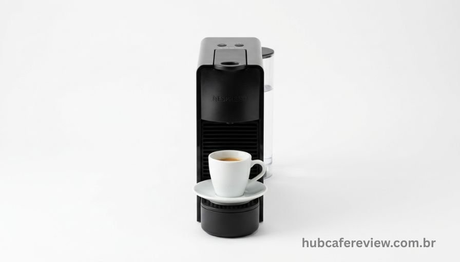 Nespresso Essenza Mini preta, cafeteira 
compacta de cápsulas com design moderno 
e minimalista