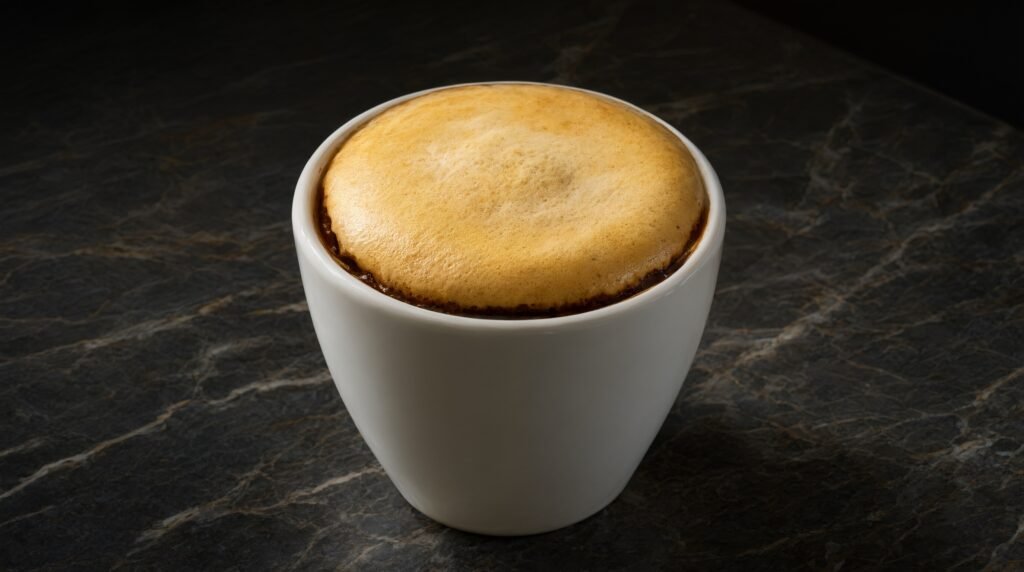 Xícara de espresso Vertuo com crema espessa e volumosa característica da tecnologia Centrifusion da Nespresso